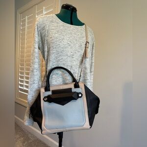 Botkier color block satchel handbag with crossbody strap